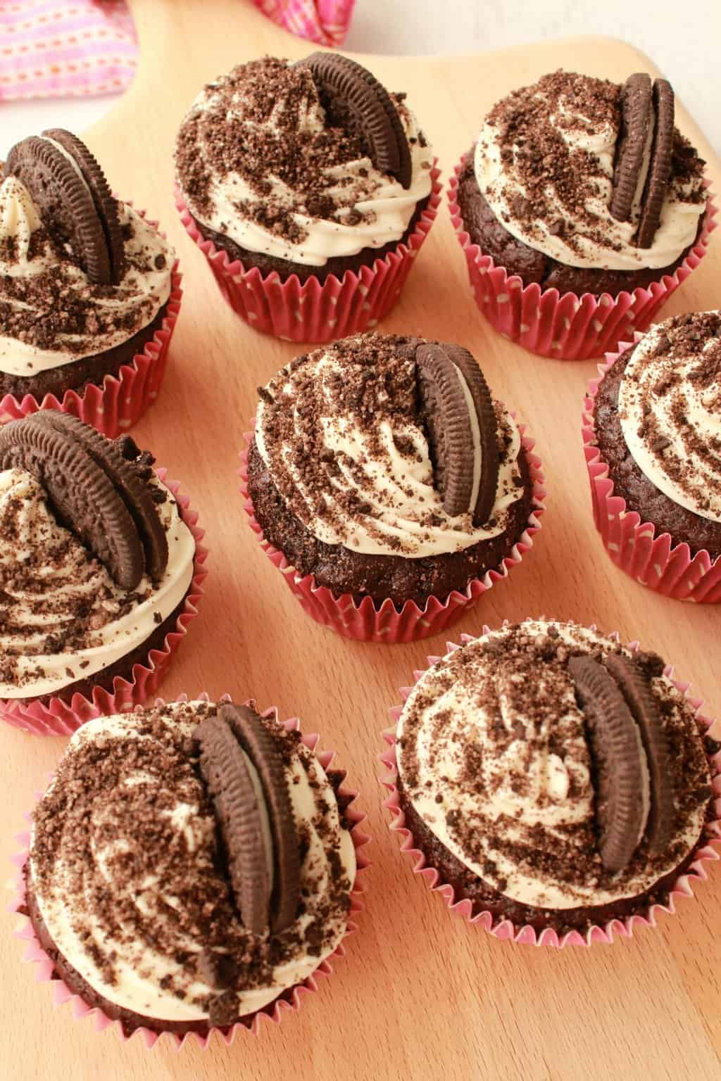Oreo Cupcakes with Vanilla Frosting and Oreo Sprinkles