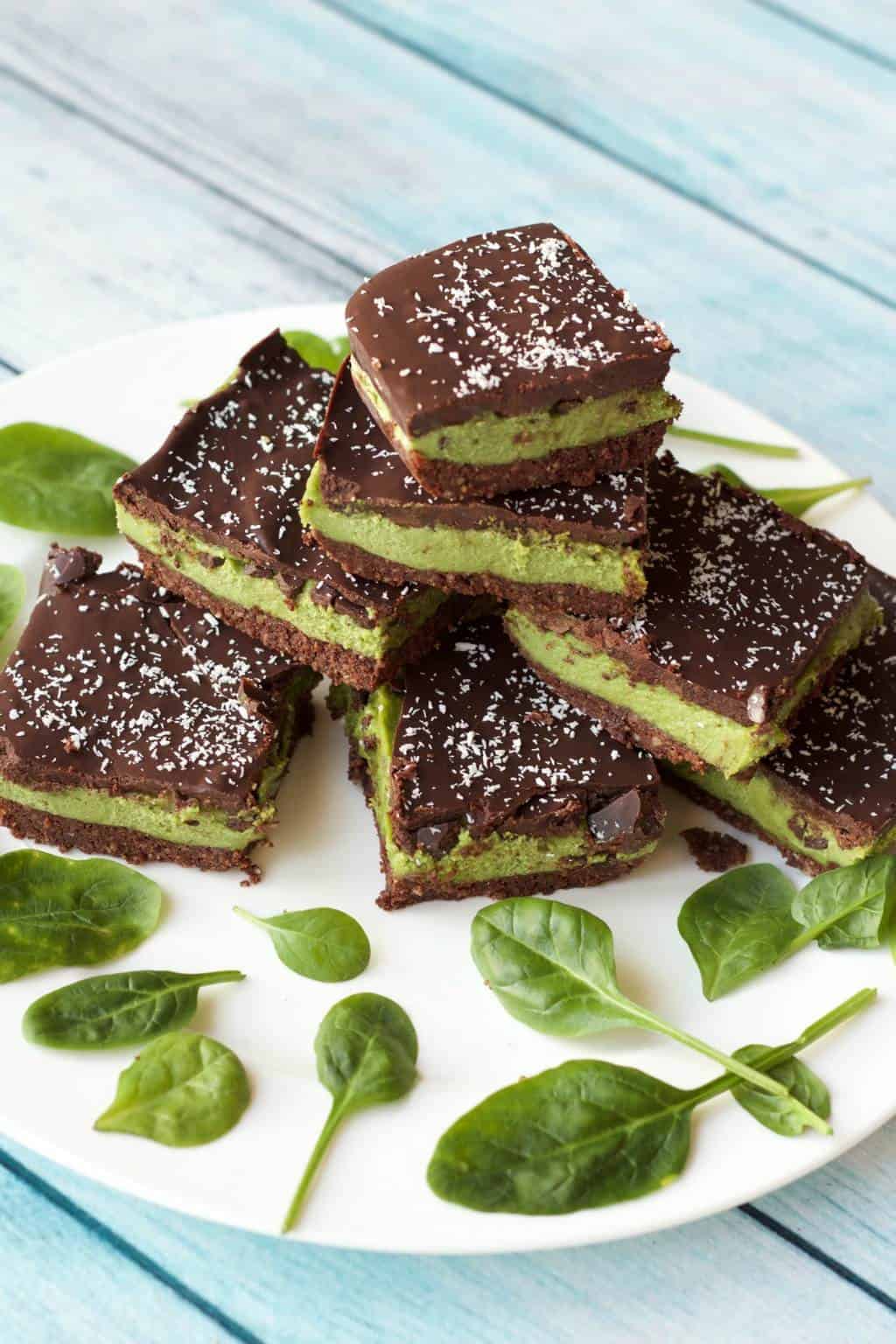Raw mint slices on a white plate. 