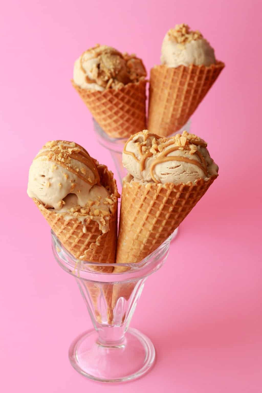 Super creamy and perfectly textured peanut butter ice cream. Vegan and Gluten-Free. #vegan #lovingitvegan #icecream #dairyfree #dessert #glutenfree