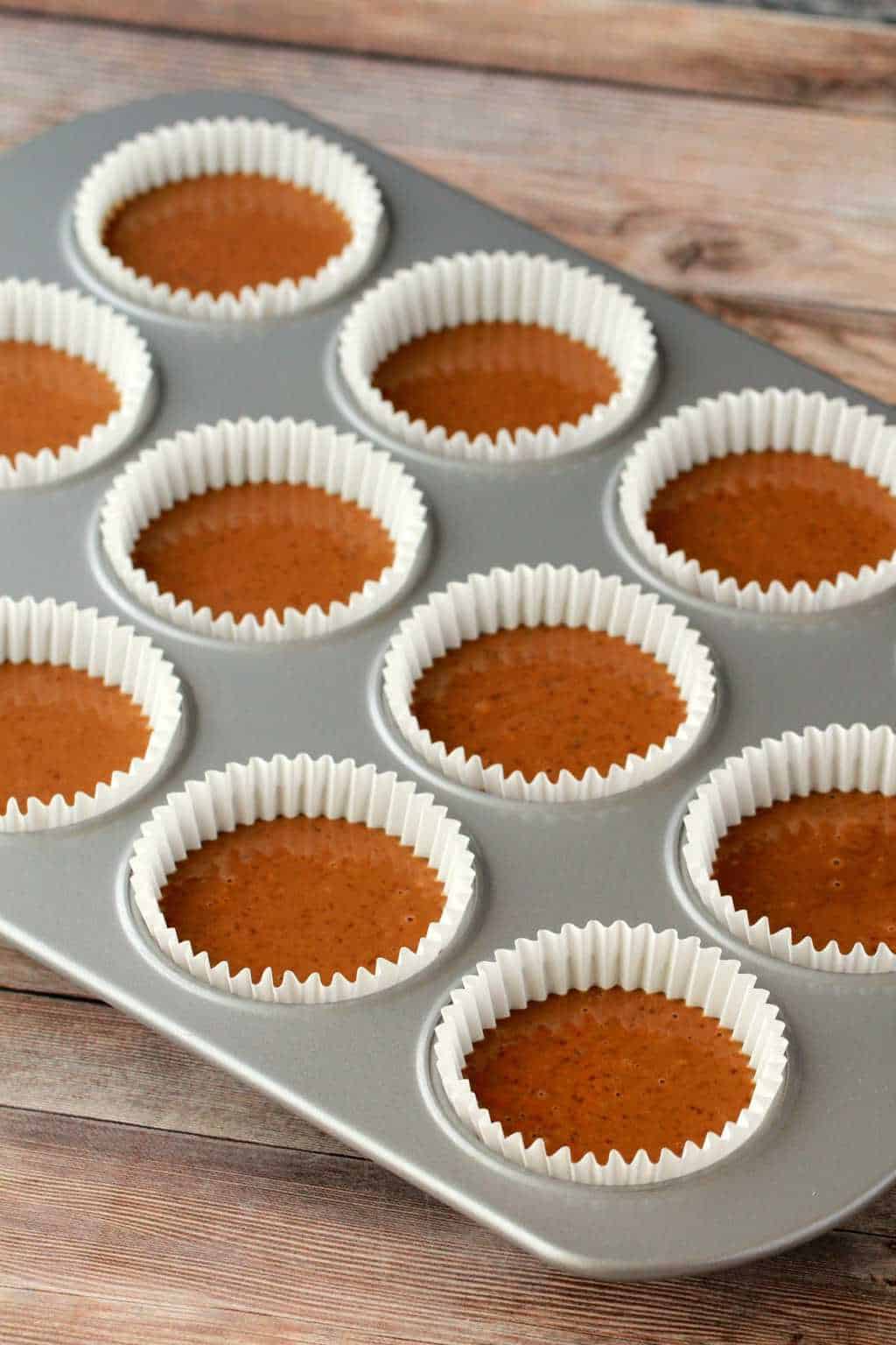 Vegan coffee cupcakes ready to go into the oven. 
