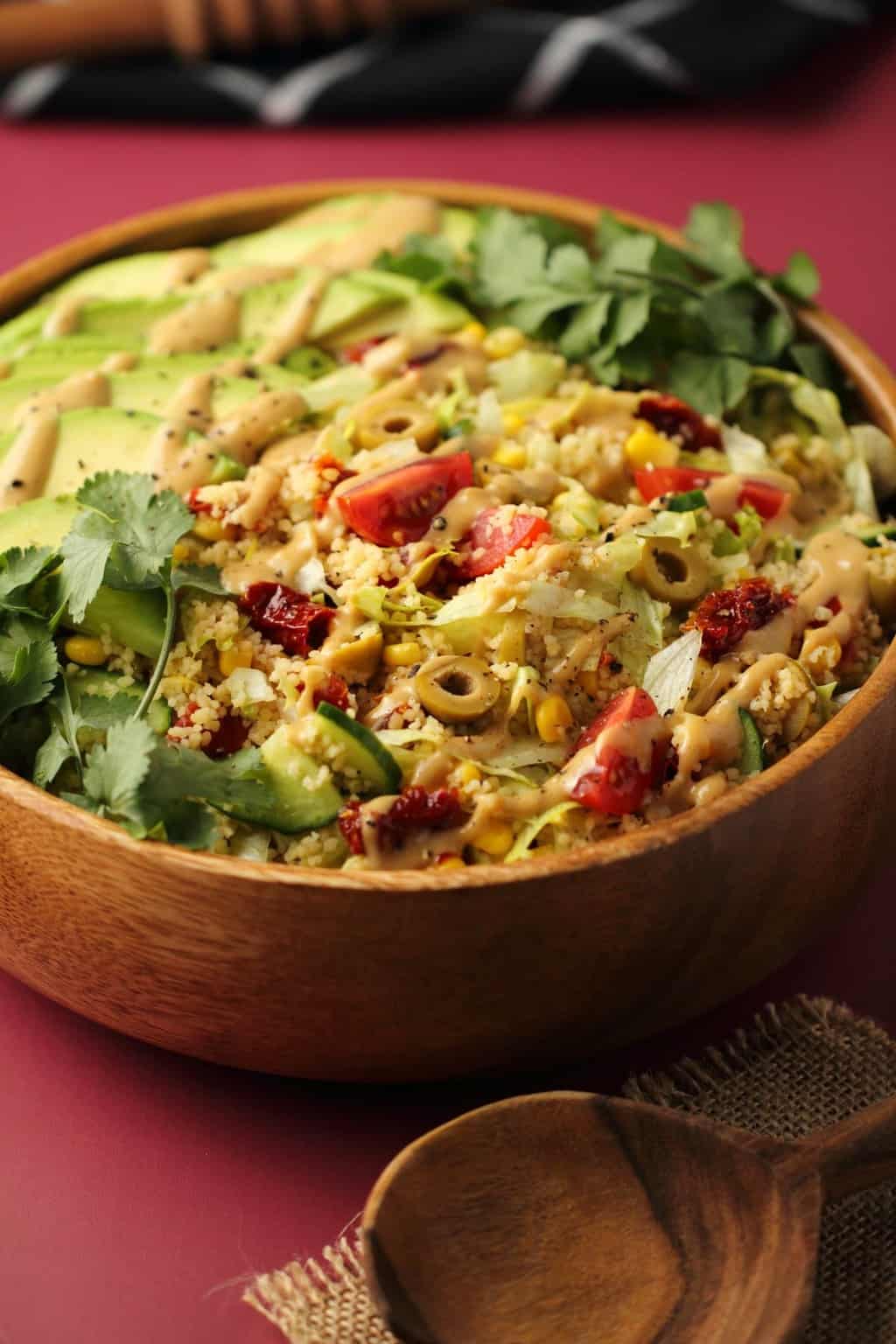 Vegan Couscous Salad With Tahini Dressing
