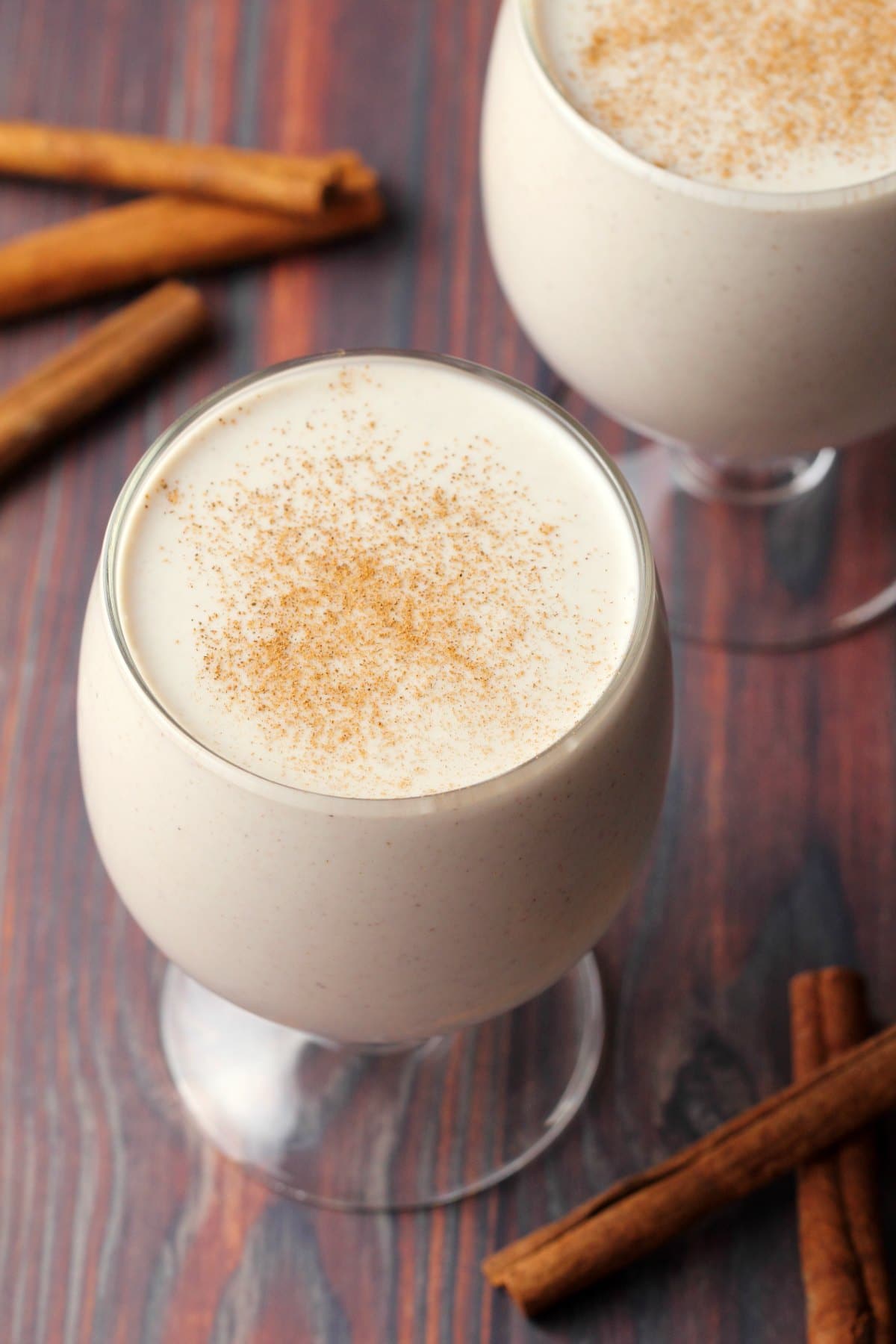 Rich and creamy vegan eggnog made with cashews instead of egg to create a d...