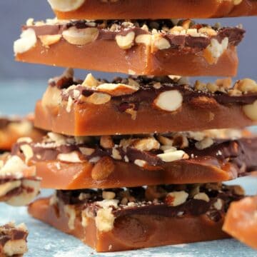 Vegan toffee in a stack