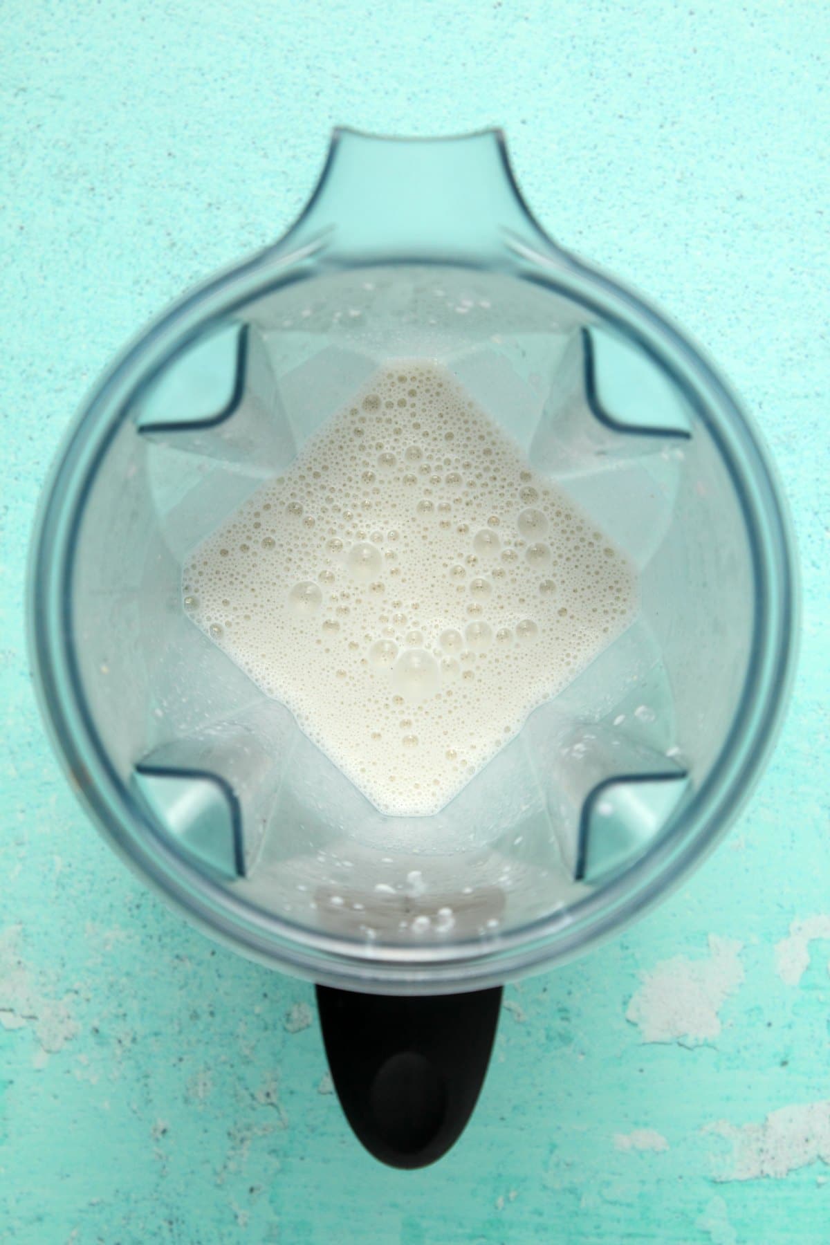 Blended cashews and coconut milk in a blender. 