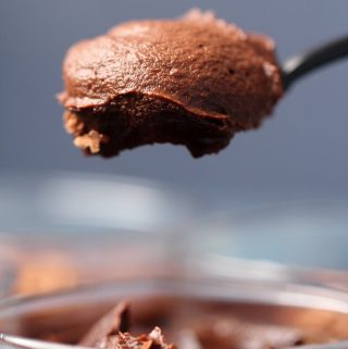 Spoonful of vegan avocado chocolate mousse