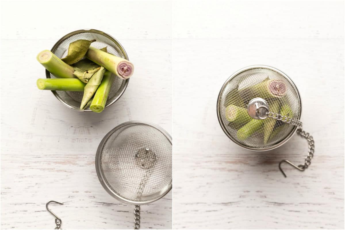 Lemongrass placed into herb infuser. 