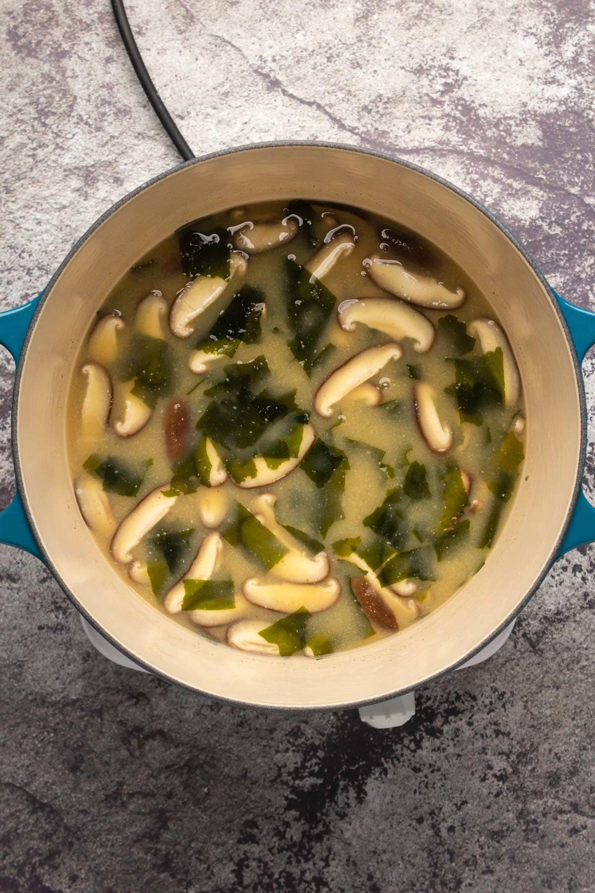 Miso soup in a pot.