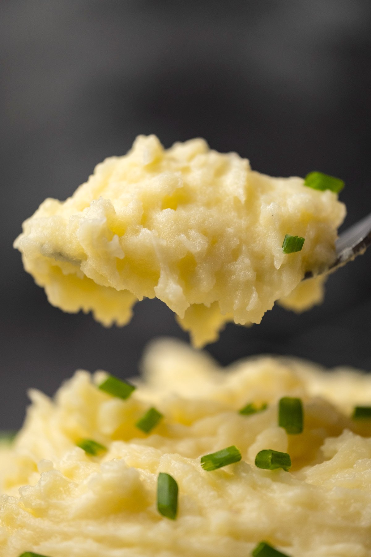 Spoonful of vegan mashed potatoes. 