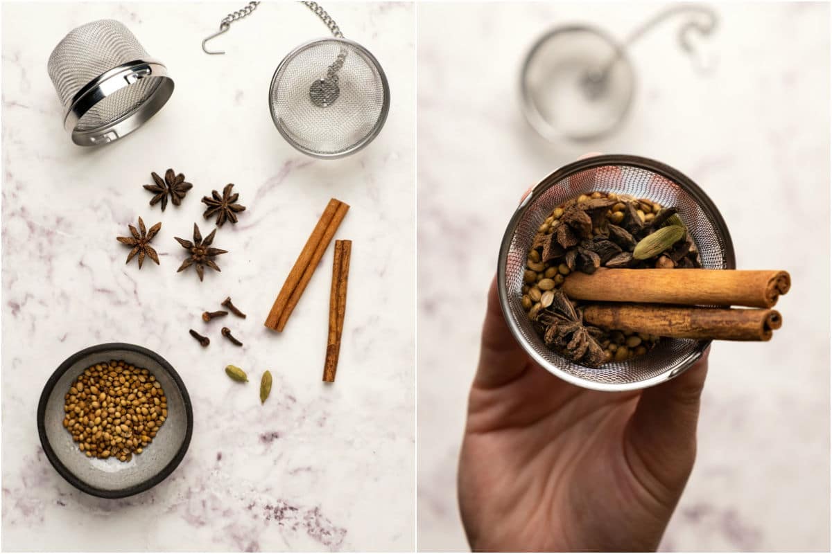Spices placed into a spice infuser.