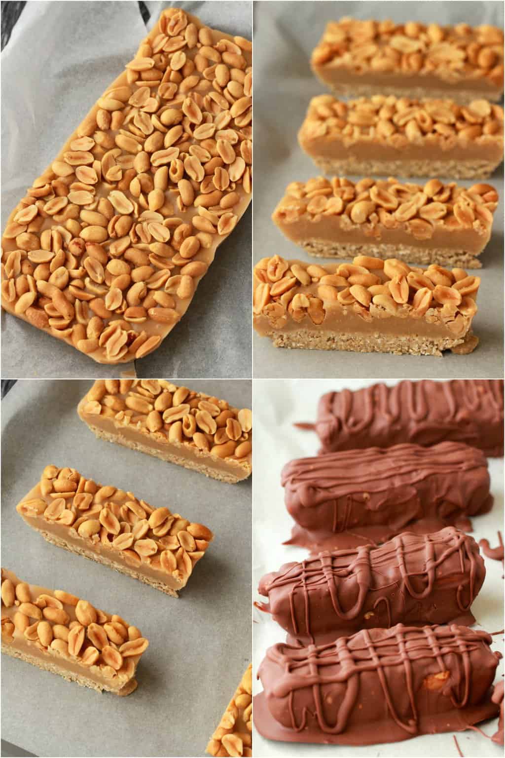 Process photos of making vegan snickers. 