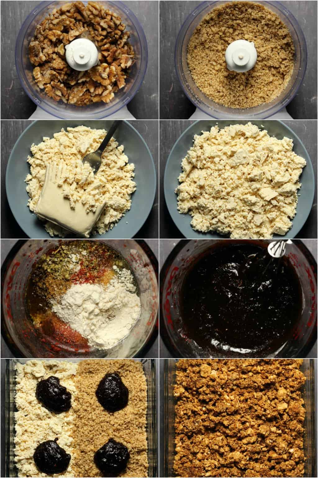 Step by step process photo collage of making vegan taco meat. 