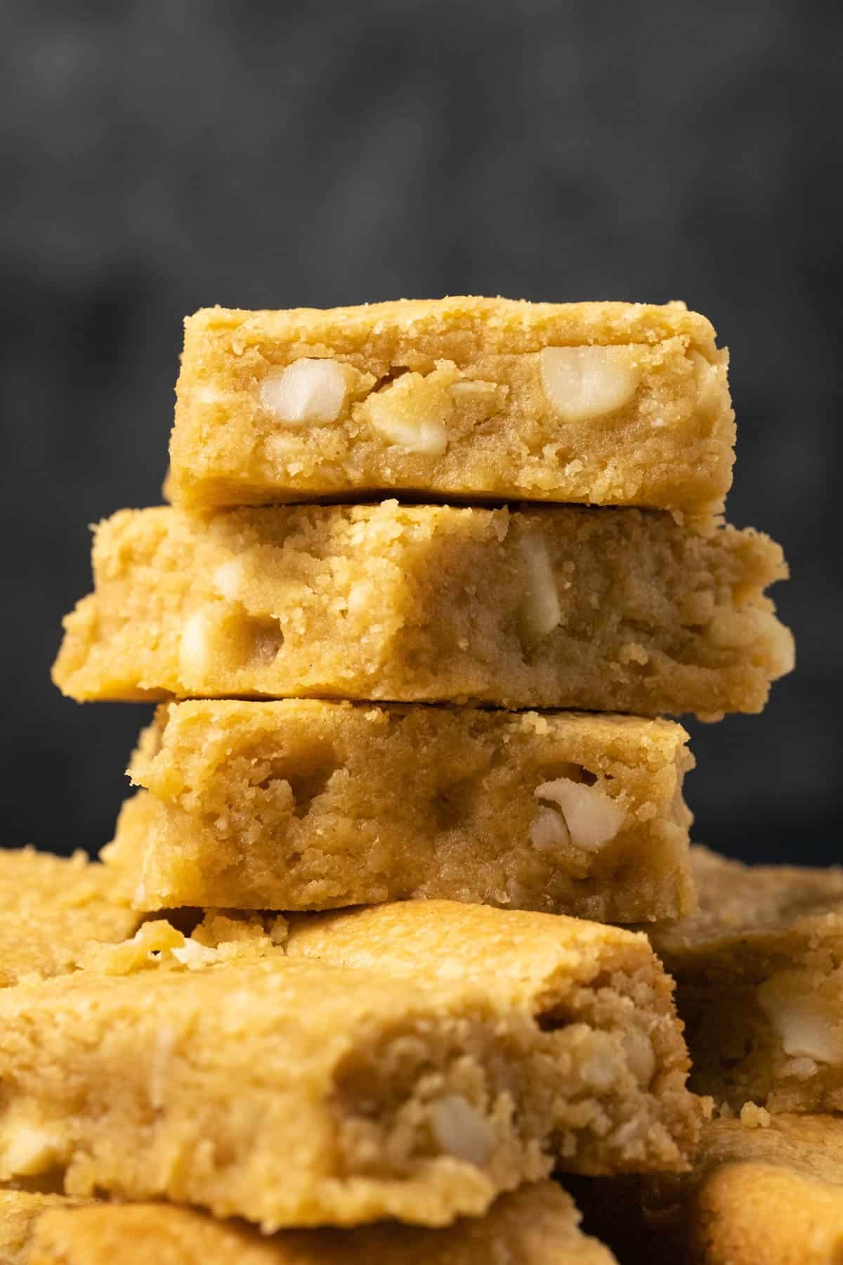 Blondies in a stack. 