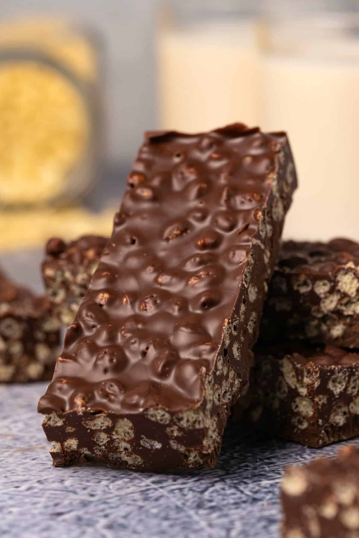 Crunch bars in a stack. 