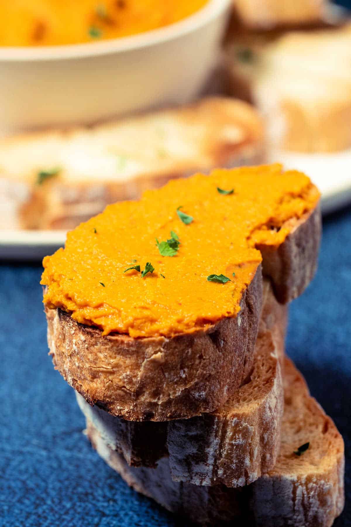 Vegan pâté spread on toast.