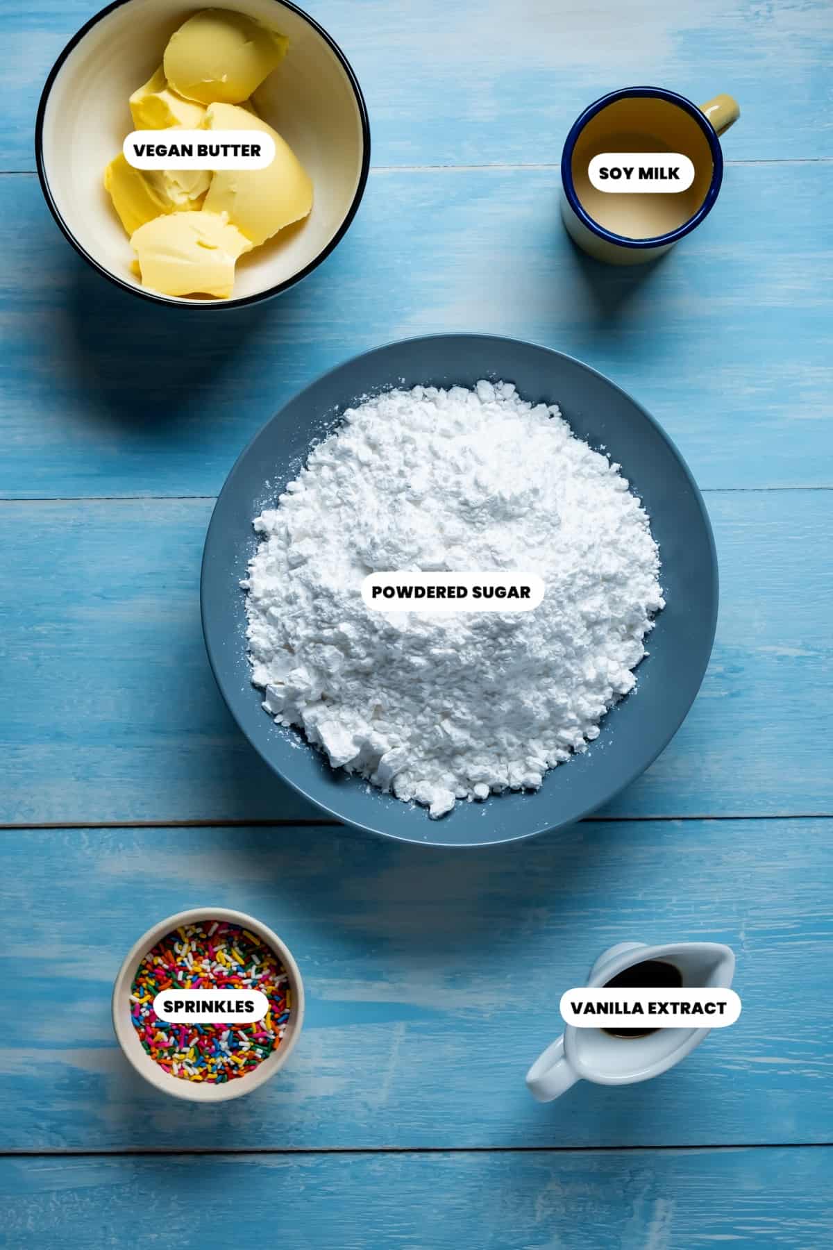 Photo of the ingredients needed to make frosting.