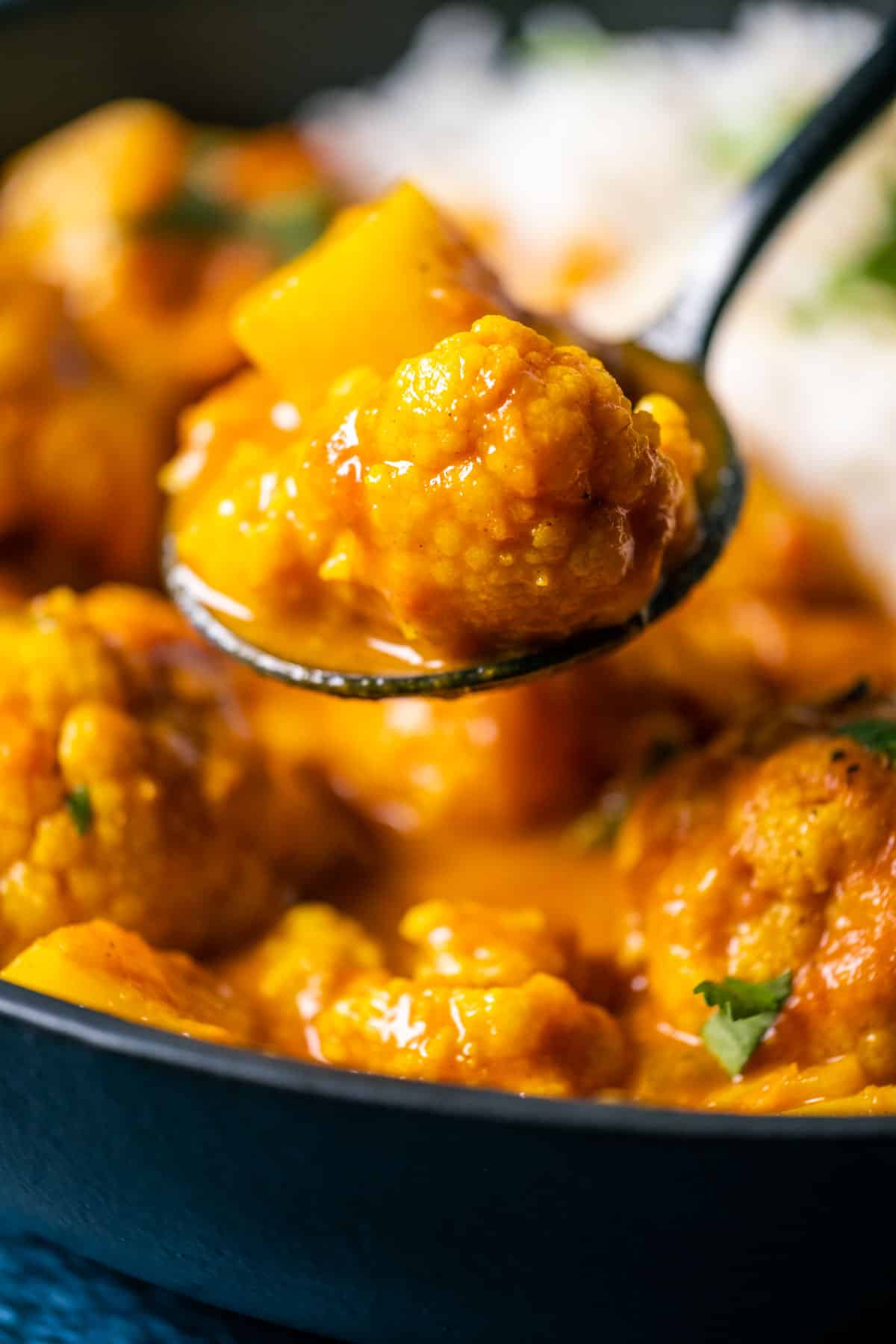 Spoonful of cauliflower curry.