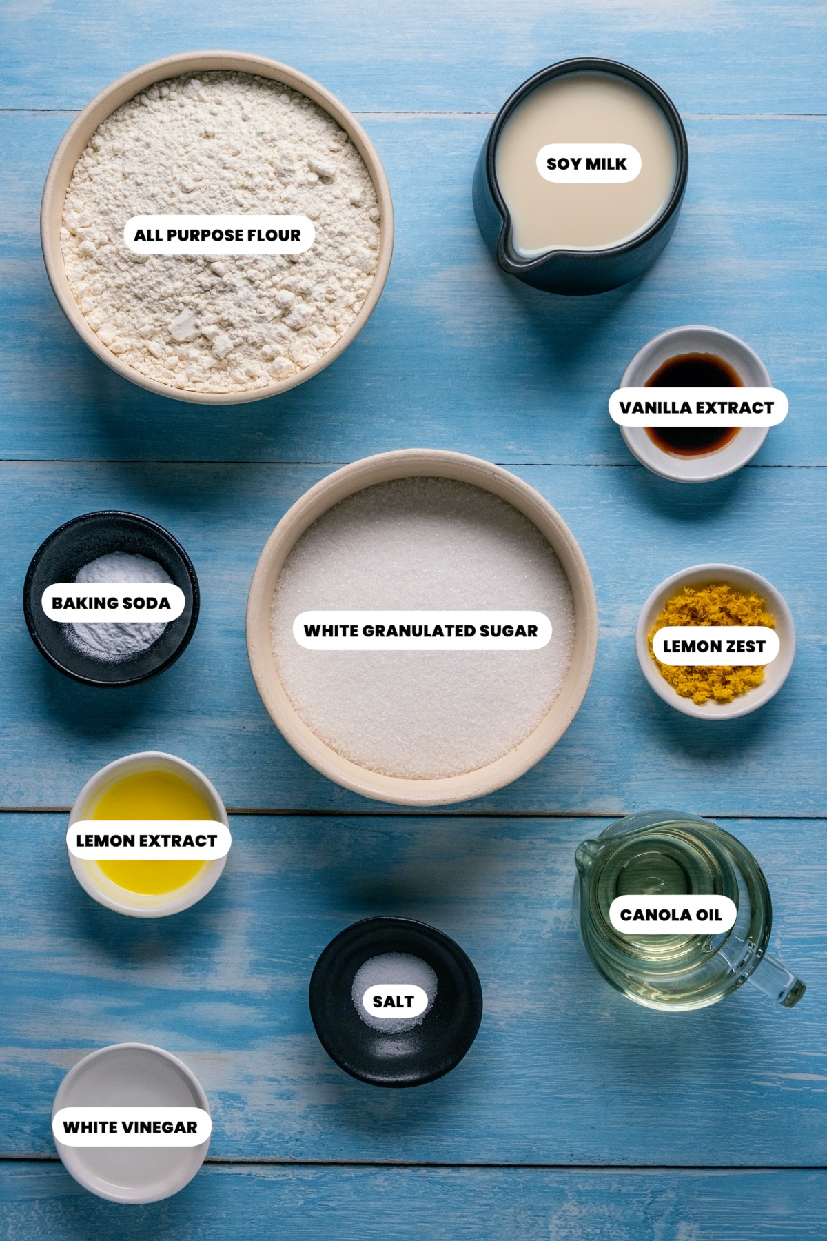 Photo of the ingredients needed to make vegan lemon cupcakes.
