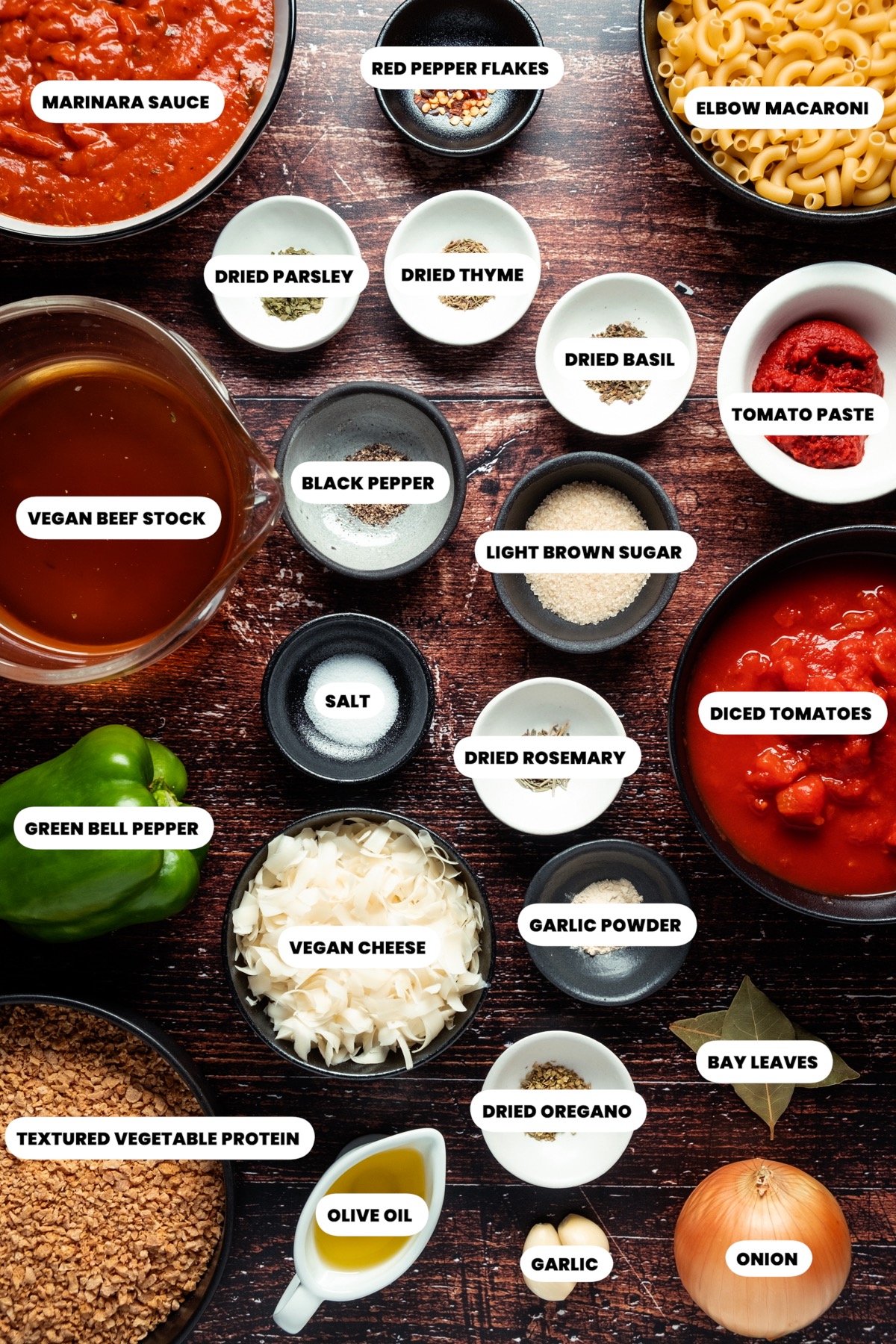 Photo of the ingredients needed to make vegan goulash.