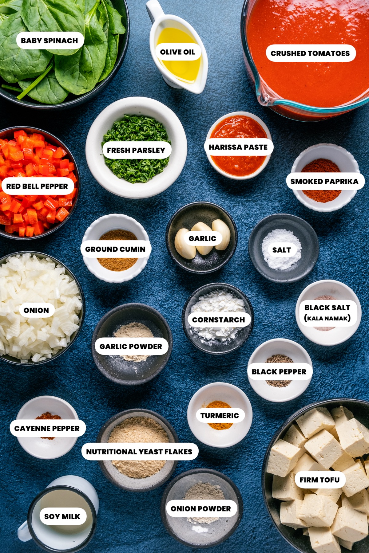 Ingredients for vegan shakshuka.