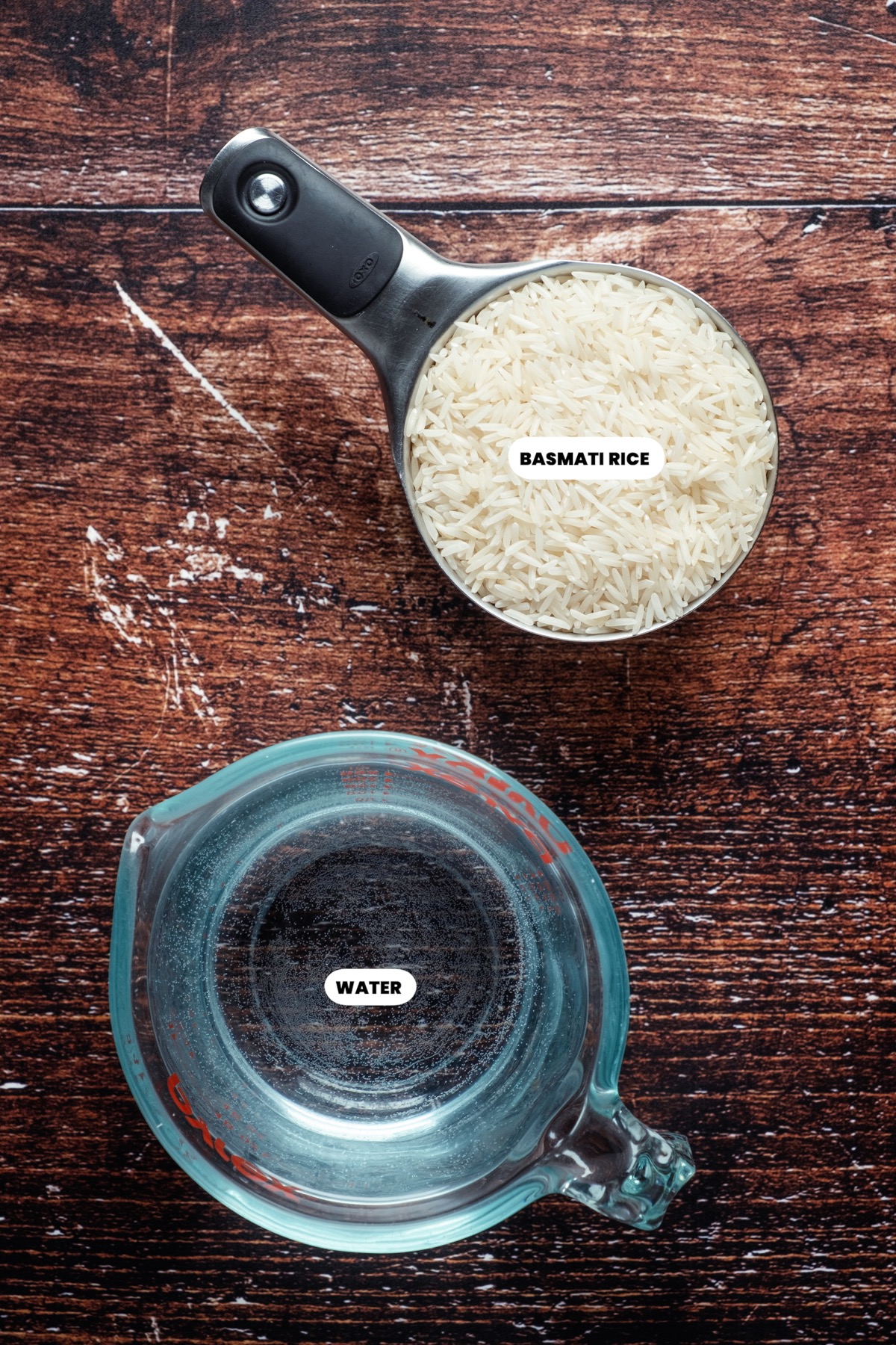 Ingredients for basmati rice.
