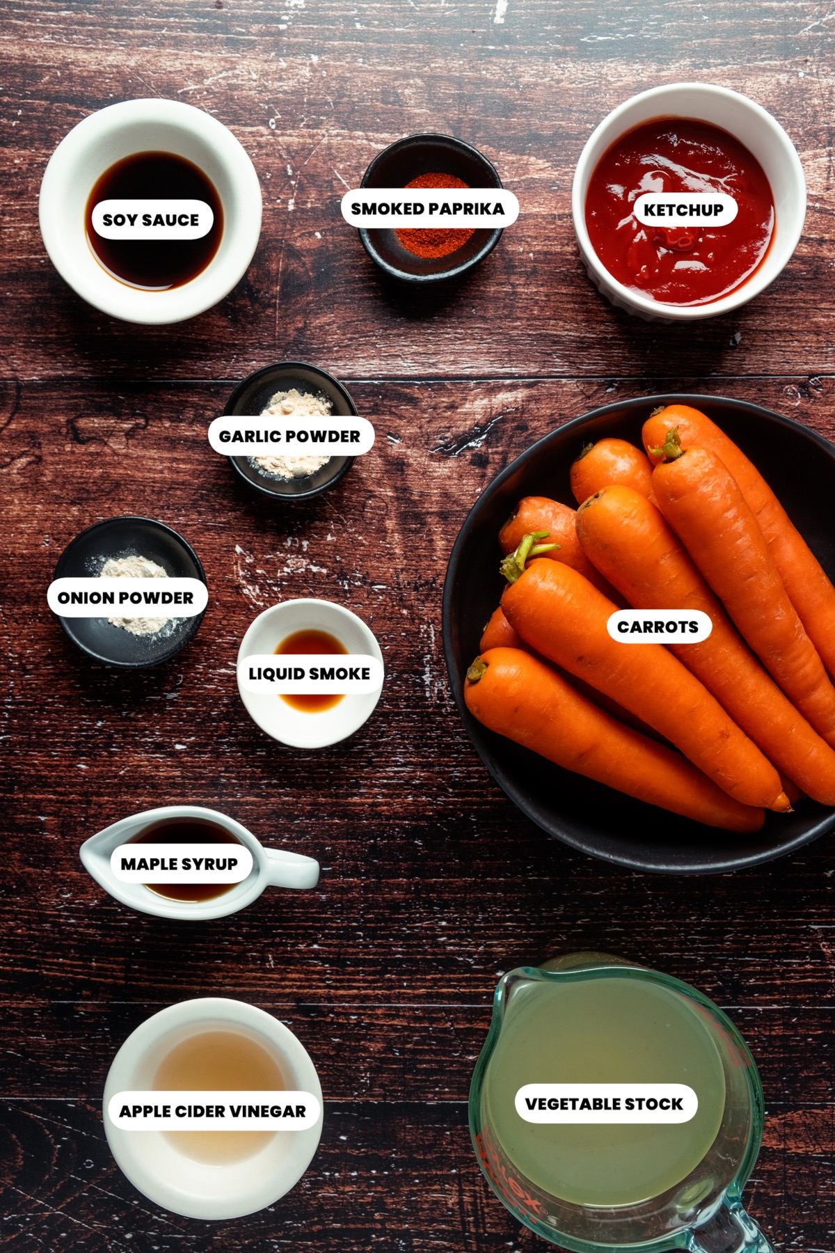 Ingredients for carrot dogs.