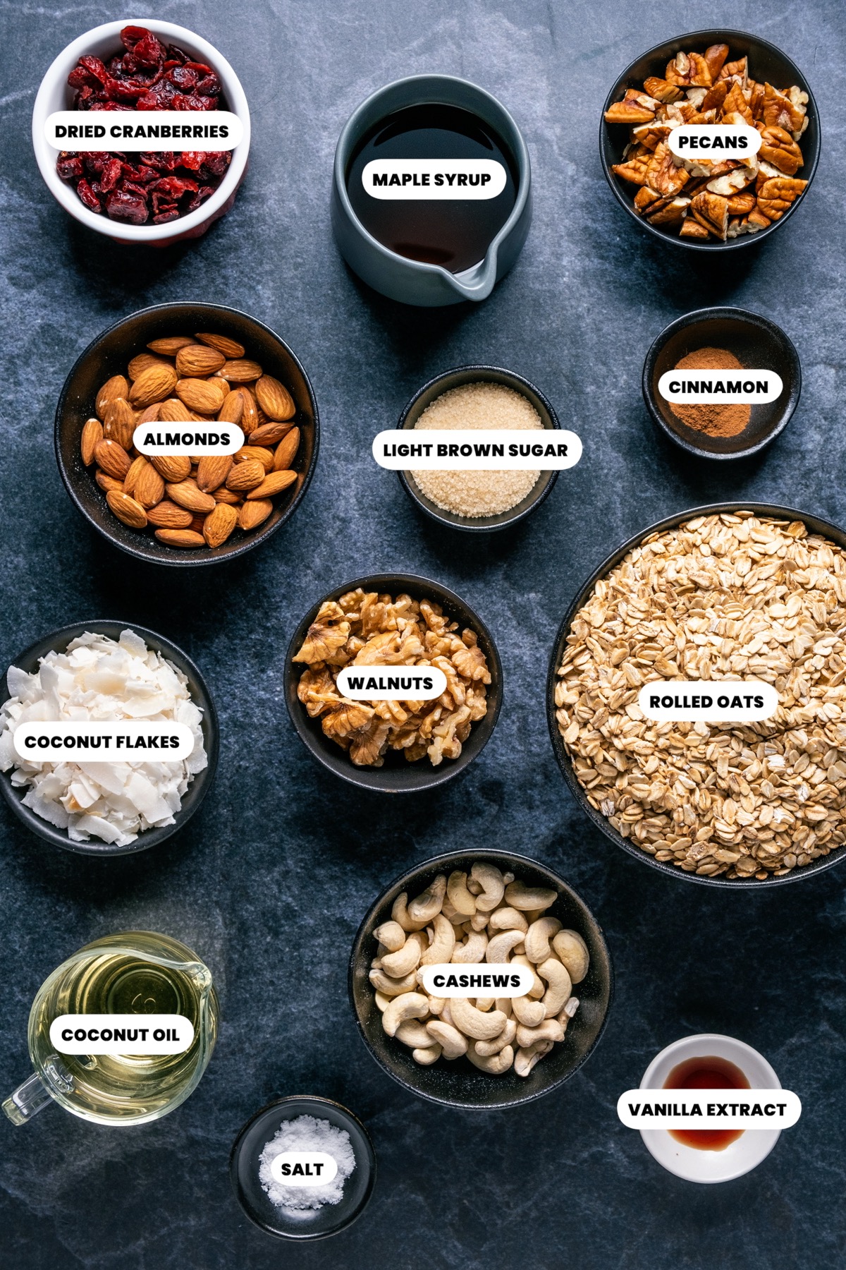 Ingredients for vegan granola.