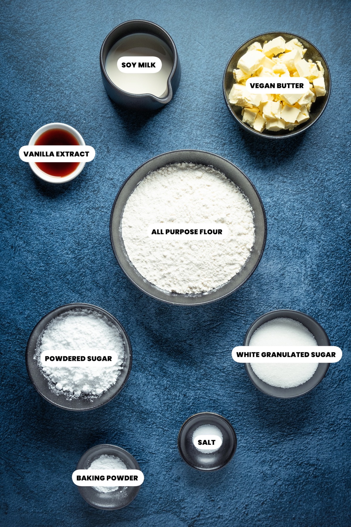 Ingredients for vegan vanilla wafers.