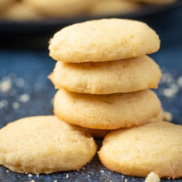 Vegan vanilla wafers in a stack.