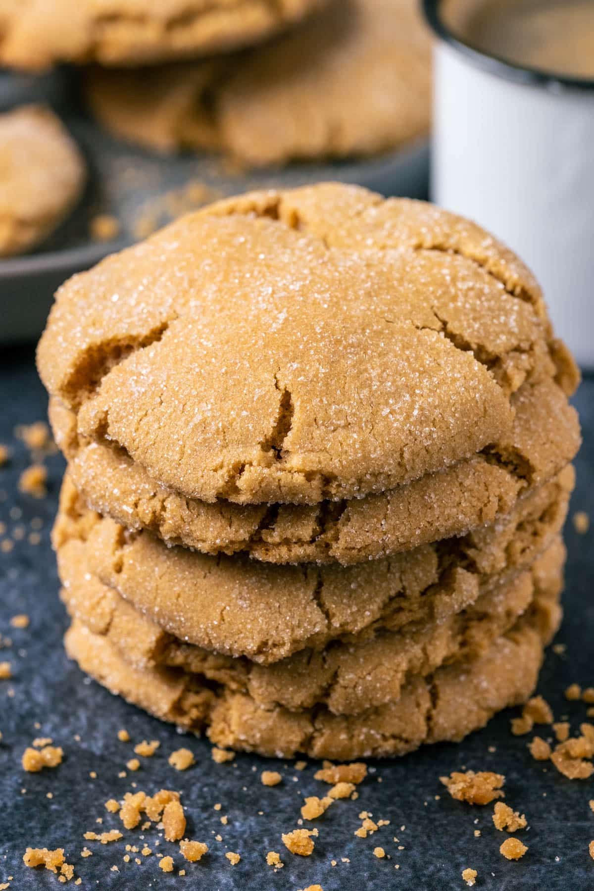 A stack of vegan brown sugar cookies.