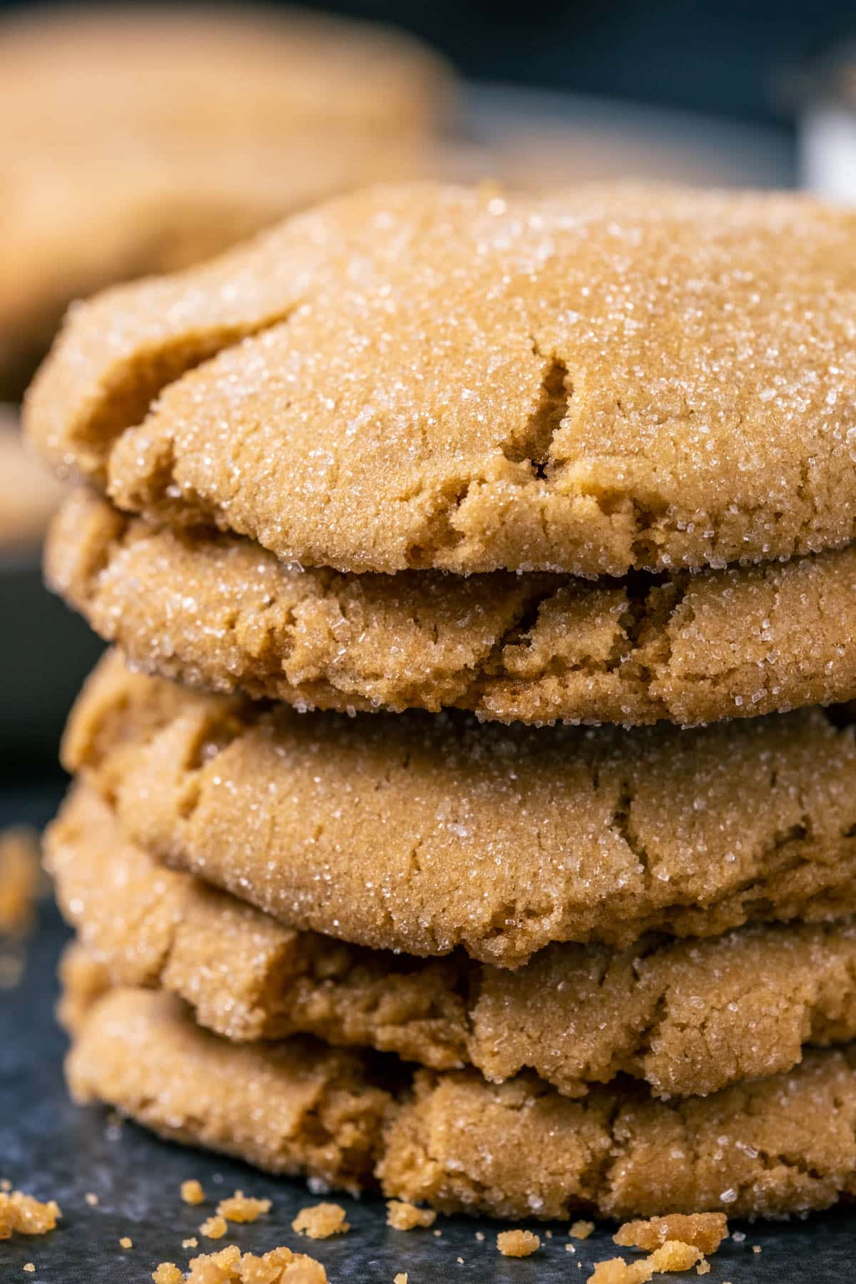 Brown sugar cookies in a stack. 