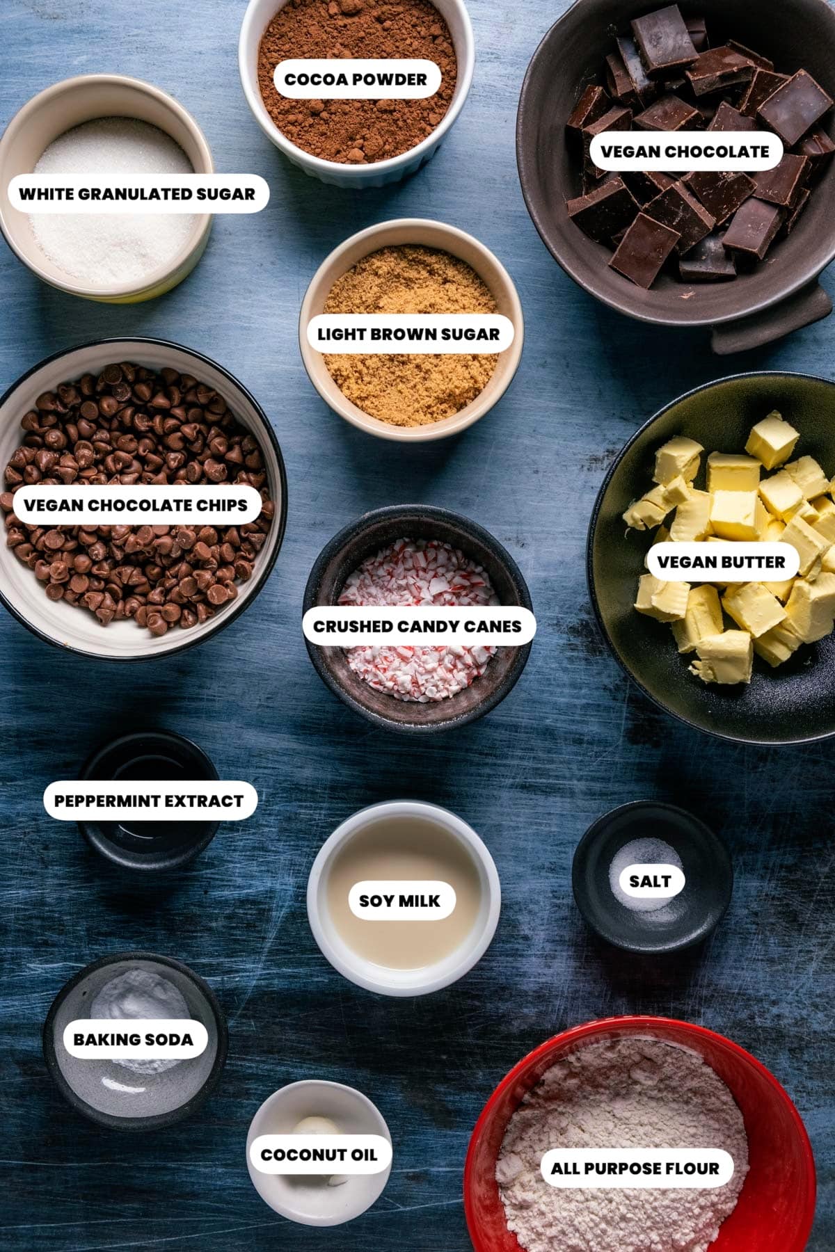 Recipe ingredients needed for vegan chocolate peppermint cookies
